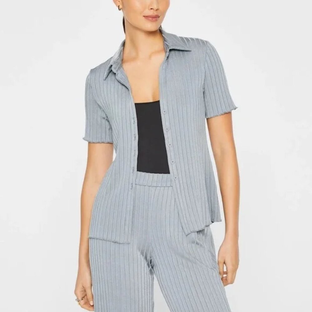 Club Monaco Ribbed Cardi, Size XS, Blue